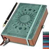 HwxBen Notizbuch (14.5 x 21 cm) Liniert, 360 Seiten – Tagebuch für Erwachsene mit Stift, PU Leder...