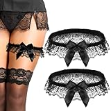 Quilax Schwarz Strumpfband für Braut, Hochzeit-Strumpfband mit Schwarz Spitze, Brautstrumpfband,...