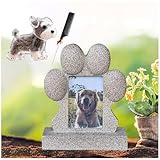 ZaiZaiSMao Grabstein Katze und Hundehaar-Anhänger, Hunde Grabstein mit Fotorahmen-Einschub und...