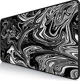 Gaming Mauspad XXL - 900 x 400 mm - Flüssigmetall - Großes Mousepad mit vernähten Kanten -...