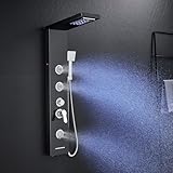 KINKIBOS Duschpaneel mit Armatur, 6 Funktionen Duschpaneel mit LED Regen&Wasserfall Dusche, 3...