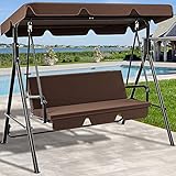 YITAHOME Hollywoodschaukeln mit Liegefunktion, Outdoor Hollywoodschaukel 3 Sitzer, 270KG Belastbar,...