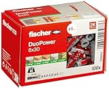 fischer DuoPower 6 x 30, Universaldübel, leistungsstarker 2-Komponenten-Dübel, Kunststoffdübel...