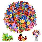 1000 Stück Bunte Knöpfe, Runde Bastelknöpfe, Kunststoff Bastelknöpfe Kinderknöpfe Set, Rund...