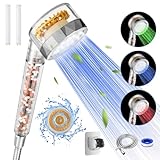 Rovtop Duschkopf mit Schlauch 1.5M, Neueste Handbrause Filter Mineralsteinen Duschbrause mit Led...
