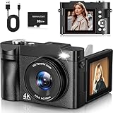 4K Digitalkamera 50MP Autofokus Fotokamera 16X Digitalzoom 2.8'' 180° Flip Screen Fotoapparat mit...