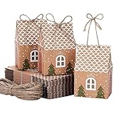 Weihnachtsgeschenkschachtel 50pcs niedliche Cartoon House Form Kraftpapier Süßigkeiten Taschen...