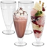 HEFTMAN Eisbecher Glas - 4er Set Hohe 350 ml Eisbecher Glas Set mit Retro, Klaren Design für...