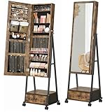 SONGMICS Standspiegel, Schmuckschrank, Ganzkörperspiegel, Spiegelschrank, abschließbarer...