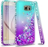 LeYi Hülle für Galaxy S6 Glitzer Handyhülle mit Panzerfolie Schutzfolie(2 Stück),Cover Diamond...