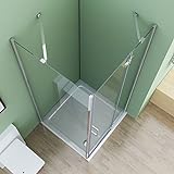 90 x 75 x 195 cm Duschkabine Eckeinstieg Dusche Falttür Duschwand mit Seitenwand NANO