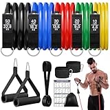 Fokky Fitnessbänder Resistance Bands Set, 5 Widerstandsbänder Expander Tube Bands, Fitnessband mit...