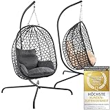 Hängesessel mit Gestell; Hängekorb Sessel; Schwebeliege Rattan Outdoor & Indoor Relax-Stuhl; Egg...