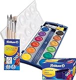 Pelikan DIN 5023 Deckfarbkasten K12, 12 Farben + 1 Tube Deckweiß, Schul-Standard (mit Becher +...