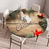 Morbuy Weihnachten Rund Tischdecke Elastisch, Lotuseffekt Tischdecke Rund Tischdecken Abwaschbar...
