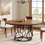 Tribesigns Runder Esstisch, 119 cm, Holz-Küchentisch mit stabilem Metallsockel für 4–6 Personen,...