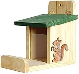 dobar® 22219e Eichhörnchenfutterstation - Eichhörnchen Futterhaus Massivholz - Futterbox zum...