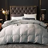 WOTZOV Winterbettwäsche Daunen Leichte weiße Gänsedaunen-Bettdecke mit Baumwollbezug...