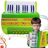 Kinder-Akkordeon-Musikinstrumente,Knopfakkordeon für Kinder, 17 Tasten Knopfakkordeon Kleines...