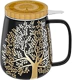 amapodo Teetasse mit Deckel und Sieb - 600ml Porzellan Tee Tasse groß - Jumbotasse - XXL Tea Cup...