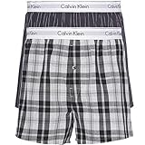 Calvin Klein Herren 2er Pack Boxershorts Unterhosen , Mehrfarbig (Ryan Stripe D Well/Hickory Plaid...