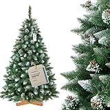FairyTrees Weihnachtsbaum künstlich 180cm Kiefer mit Christbaum Holzständer | Tannenbaum...