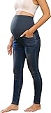 Maacie Mutterschaft Umstandshose Weich Schwangerschaftsjeans mit Ripped Loch Skinny Jeans Dark Denim...