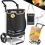 KESSER® Einkaufstrolley klappbar mit 56L Kapazität und belastbar bis 50kg | 3in1 Trolley Sackkarre...