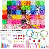 Sofore Gummibänder für Armbänder, 5000+ Kit Loom für Bänder Set 54 Rastern Bunte Gummibänder...