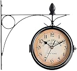 Wanduhr für den Außenbereich, doppelseitiges Design für einfaches Ablesen, wetterfeste...