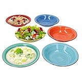 MamboCat Colour Power Capri 6er Suppen-Teller-Set bunt I Robustes Steingut-Geschirr-Set für 6...