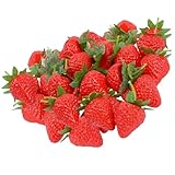 HXHWKEN 20Pcs Künstliche Erdbeere Realistisch Kunststoff Erdbeeren Gefälschte Früchte Obst...