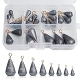 Realure 25 Stück/8 Größe Angelblei Set 2g 3g 5g 7g 10g 15g 20g 30g Sinker Blei Angeln, Birnenblei...