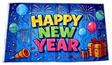 Fahne/Flagge Happy New Year blau 90 x 150 cm