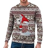 2024 Weihnachtspullover Herren,Lustig 3D Hoodie Sweatshirts Rundhals Ugly Christmas Sweater Langarm...