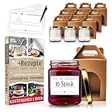 PACK 10 Glasbehälter 212ml + Dosen + Etiketten | GRATIS E-BOOK: Konservierungs-Guide & +50 Rezepte...