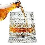Youding rotierendes Weinglas | 360°, altmodisches Kristall-Trinkgeschirr, Stressabbau-Whiskyglas...