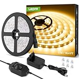 Lepro LED Strip 5M, Warmweiss 3000K Dimmbar, LED Streifen Warmweiß 300 LEDs, 12V Selbstklebend,...