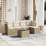 Iiaky 6-TLG. Garten-Sofagarnitur mit Kissen Outdoor Gartenlounge TerrassenmöBel Garten LoungemöBel...