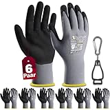 Nopaben 6Paar Arbeitshandschuhe herren - montagehandschuhe mit optimaler Griffigkeit & feinem...