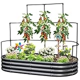 KING BIRD Hochbeet mit Rankgitter, Pflanzkasten Gartenkasten Frühbeet Kräuterbeet mit...