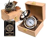 Steampunk Antik-Messing-Sonnenuhr-Kompass, Schiffs-Nachbildung, Sonnenuhr in Samtbox,...