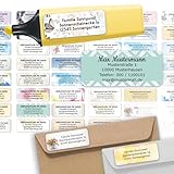 Sunnywall® Adressetiketten Adressaufkleber personalisiert - 110 Klebeetiketten Gemischte 53x21mm |...