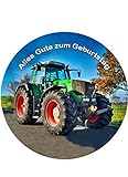 Tortenaufleger, Trecker, Traktor, Zuckerbild mit dem Motiv: Traktor, Essbares Foto für Torten,...