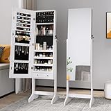 Dripex Schmuckschrank mit Spiegel stehend, Schmuck Spiegelschrank abschließbar, 2 in 1 Make-Up und...