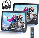 GOnavidio 10,5' DVD Player Auto 2 Bildschirme Mit 5 Stunden Akku, 2 Kopfhörern, Tragbarer...