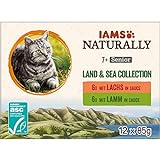 IAMS Naturally Senior Katzenfutter Nass in Sauce - hochwertiges Nassfutter mit Fleisch und Fisch...