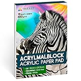 Tritart Acryl-Papier A4 400g/m² I Malblock für Acrylfarben 18 Blatt weiß I hochwertiges Acryl...