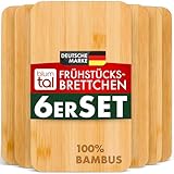 Blumtal Frühstücksbrettchen 6er Set aus Bambus - 22x14x0,8 cm Frühstücksbretter Holz -...