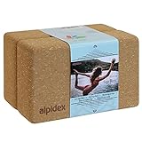 ALPIDEX Yogablock 2er Set ökologisch und nachhaltig Naturkork aus Portugal Korkblock Yoga Pilates...